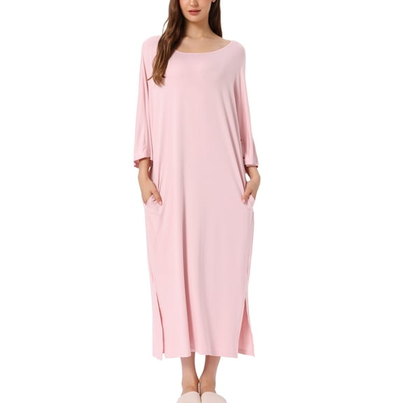 INSPIRE CHIC Women's Nightshirts 3/4 Sleeve Nightgowns Sleepewear Shirt Dress 3XL Light Pink