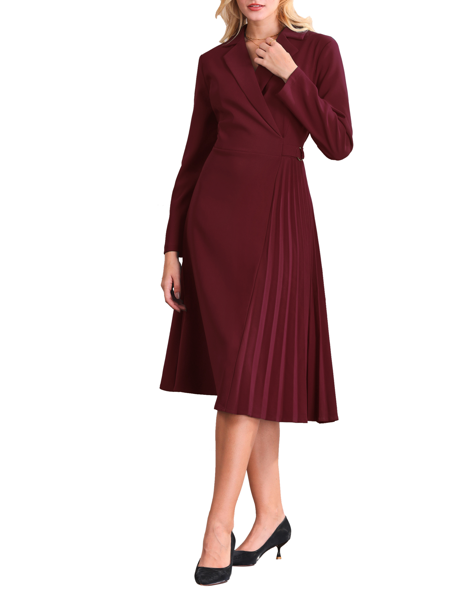 wine pleated dress Formal Pleated Wine Maxi Dress M