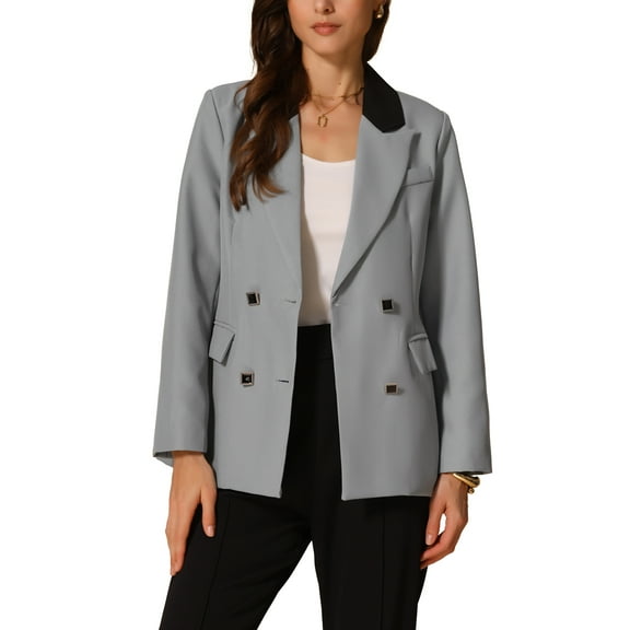 INSPIRE CHIC Women's Notched Lapel One Button Long Sleeve Jacket XS Grey