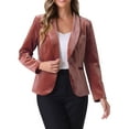 thumbnail image 1 of INSPIRE CHIC Women's Velvet Blazer Solid Color Shawl Collar One Button Wear-to-Work Suit Jacket S Red Brown, 1 of 7