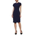 thumbnail image 1 of Women's Formal Work Pencil Dress Petal Sleeve 2025 Spring Trendy Knee Length Sheath Dresses S Navy Blue, 1 of 5