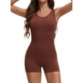 thumbnail image 1 of INSPIRE CHIC Women's Workout Jumpsuits Backless Tummy Control Jumpsuits V Back Yoga Romper L Coffee, 1 of 5