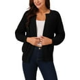 thumbnail image 1 of INSPIRE CHIC Women's Open Front Long Sleeve Knit Casual Cardigan with Pockets M Black, 1 of 5