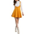 thumbnail image 1 of INSPIRE CHIC Women's Overall Dress Solid U Neck Button Decor Flared Hem M Orange, 1 of 6