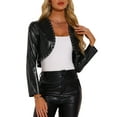 thumbnail image 1 of INSPIRE CHIC PU Leather Cropped Jackets for Women's Long Sleeve Casual Party Bolero Short Jacket XS Black, 1 of 6