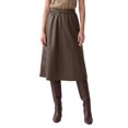 thumbnail image 1 of INSPIRE CHIC Women's PU Faux Leather A-Line Skirt High Waist Elastic Skater Flared Swing Elegant Pleated Fall Winter Midi Skirt Large Coffee, 1 of 4
