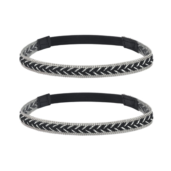 INSPIRE CHIC Women's PU Leather Rhinestone Shoe Straps Elastic Band Wheat Ear Weave for High Heels Black Wheat 23x1cm/9.1x0.4"