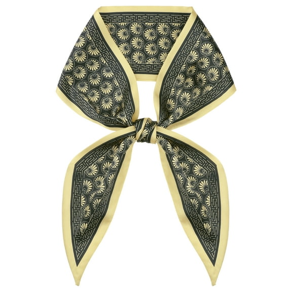 INSPIRE CHIC Women's Paisley Pattern Skinny Long Scarves, Floral Satin Silky Ribbon Hair Band Neckerchief Neck Scarf 37.4x3.5" Black