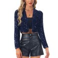 thumbnail image 1 of INSPIRE CHIC Women's Party Shiny Sequin Long Sleeve Open Front Shrug Cropped Jacket XL Dark Blue, 1 of 6