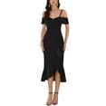 thumbnail image 1 of INSPIRE CHIC Women's Party Spaghetti Strap Dresses Wedding Guest Cocktail Ruffle Midi Dress S Black, 1 of 6