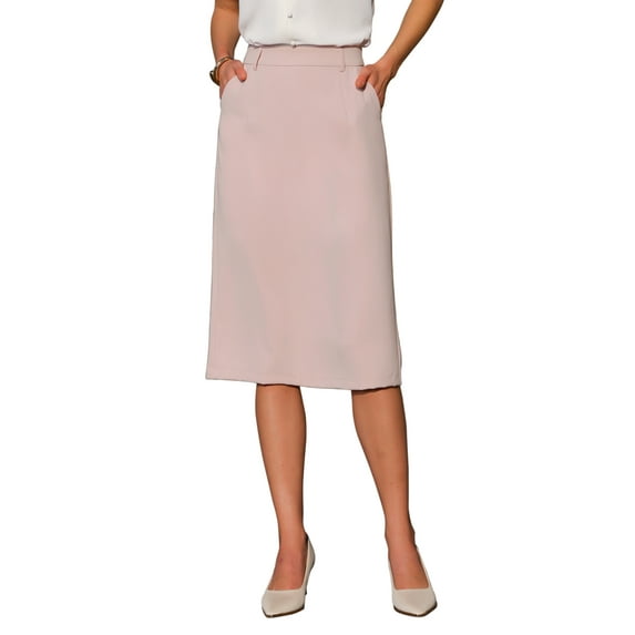 INSPIRE CHIC Stylish Women's Pencil Skirt with High Waist and Split Back for Work and Casual Wear L Pink