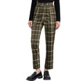 thumbnail image 1 of INSPIRE CHIC Women's Plaid Cropped Trousers Button Casual Tartan Check Work Pants L Army Green, 1 of 6