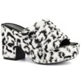 thumbnail image 1 of INSPIRE CHIC Women's Platform Slides Chunky Heel Sandals Black White 5.5, 1 of 5