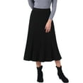 thumbnail image 1 of INSPIRE CHIC Women's Pleated High Waist Stretch A-Line Casual Knit Midi Skirt M Black, 1 of 6