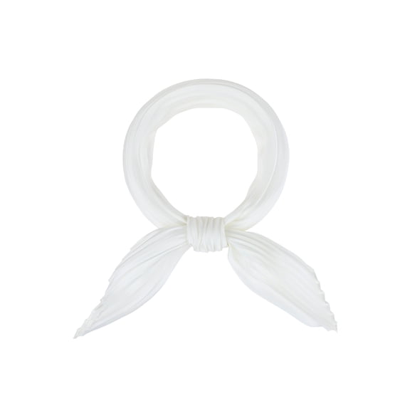 INSPIRE CHIC Women's Pleated Rhombus Head Scarf Solid Color Wraps Scarves Neckerchief Bandana Cream White 37.00x13.78"(L*W)