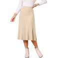 thumbnail image 1 of INSPIRE CHIC Women's Pleated Skirts High Waist Stretchy A Line Ribbed Knit Sweater Midi Skirt Fall Winter Outfits L Beige, 1 of 6