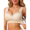 thumbnail image 1 of INSPIRE CHIC Women's Plunge Lace Wireless Push Up Pullover Bra Full Coverage Anti-Sagging Wide Strap Everyday Bras 5XL Beige, 1 of 4