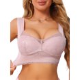 thumbnail image 1 of INSPIRE CHIC Women's Plunge Lace Wireless Push Up Pullover Bra Full Coverage Anti-Sagging Wide Strap Everyday Bras M Pink, 1 of 4
