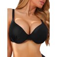 thumbnail image 1 of INSPIRE CHIC Women's Plunge Push Up Underwire Bra Lace Trim Adjustable Straps Comfort No Show Everyday Bra B 40 Black, 1 of 5