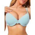 thumbnail image 1 of INSPIRE CHIC Women's Plunge Push Up Underwire Bra Lace Trim Adjustable Straps Comfort No Show Everyday Bra C 38 Blue, 1 of 1