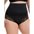thumbnail image 1 of INSPIRE CHIC Women's Plus Size Lace Trimmed Briefs Underwear Tummy Control High Waisted Soft Breathable Full Coverage Panties XL Black, 1 of 5