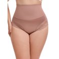 thumbnail image 1 of INSPIRE CHIC Women's Plus Size Lace Trimmed Briefs Underwear Tummy Control High Waisted Soft Breathable Full Coverage Panties XL Coffee, 1 of 2