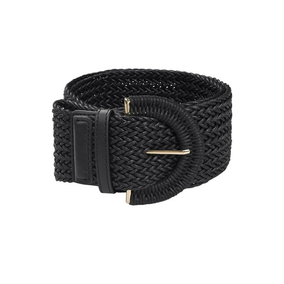 INSPIRE CHIC Women's Plus Size Wide Woven Waist Belts Braided Belts for Dress Chunky Buckle Black 129cm