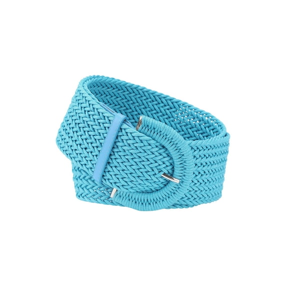 INSPIRE CHIC Women's Plus Size Wide Woven Waist Belts Braided Belts for Dress Chunky Buckle Blue 129cm