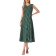 thumbnail image 1 of INSPIRE CHIC Women's Dress Polka Dot Tank Sleeveless A-Line Sundress Dark Green S, 1 of 6