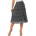 thumbnail image 1 of INSPIRE CHIC Women's Polka Dots Skirt Tiered Ruffle Elastic High Waist Casual Flowy A-Line Summer Beach Knee Skirts S Black, 1 of 3