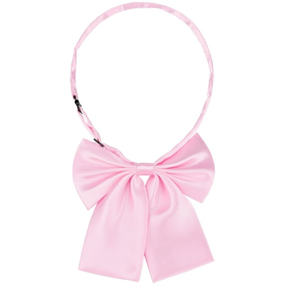 INSPIRE CHIC Women's Pre-Tied Bowknot Bow Tie Adjustable Strap Bowtie Solid Color One Size Pink