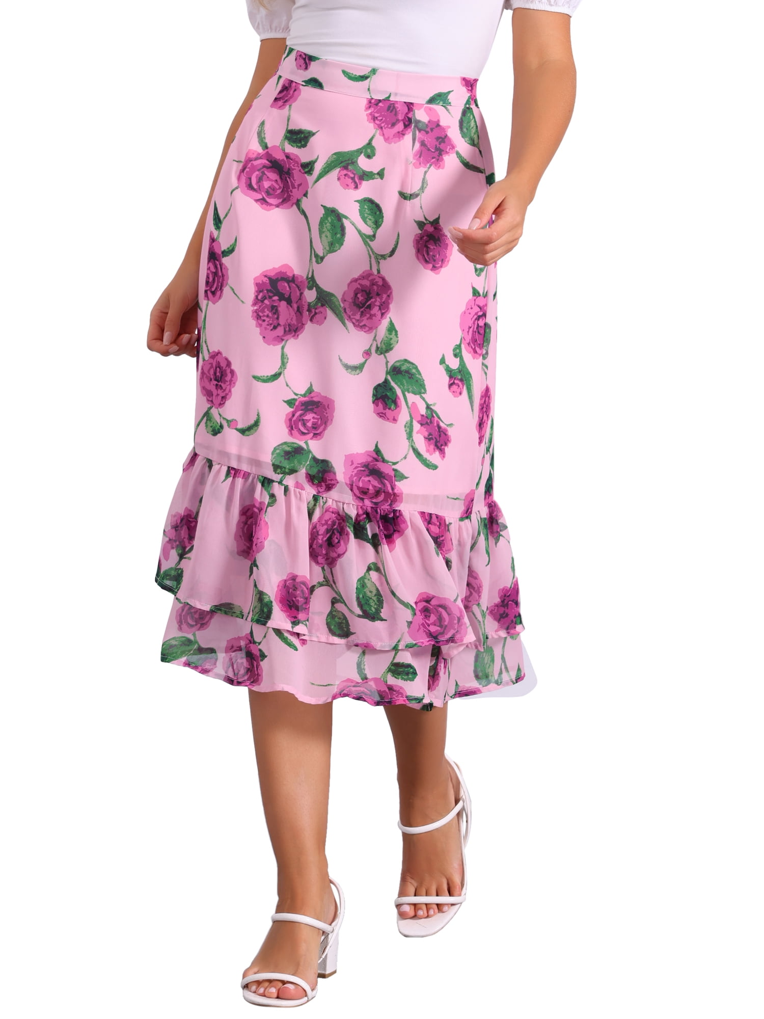 Customer reviews for INSPIRE CHIC Women's Floral Skirts Chiffon Elastic ...