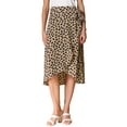thumbnail image 1 of INSPIRE CHIC Women's Printed Skirt Tie Front Split Floral Wrap Midi Skirts S Khaki, 1 of 5