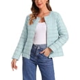 thumbnail image 1 of INSPIRE CHIC Women's Puffer Jacket Lightweight Button Down Packable Long Sleeve Coat S Light Blue, 1 of 6