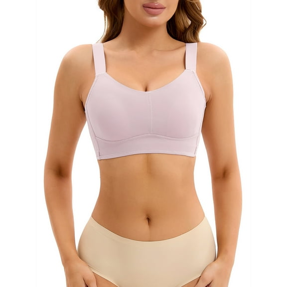 INSPIRE CHIC Women's Push Up V Neck Full Coverage Bras Wirefree Adjustable Straps Minimizers S Deep Purple