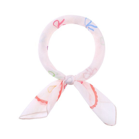 INSPIRE CHIC Women's Rainbows Bowknot Printed Scarves, 21.7x21.7" Small Square Blended Cotton Gauze Headscarf 21.7x21.7" Beige Bowknot