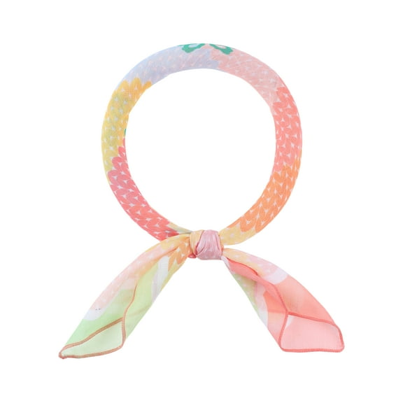 INSPIRE CHIC Women's Rainbows Bowknot Printed Scarves, 21.7x21.7" Small Square Blended Cotton Gauze Headscarf 21.7x21.7" Rainbow-2