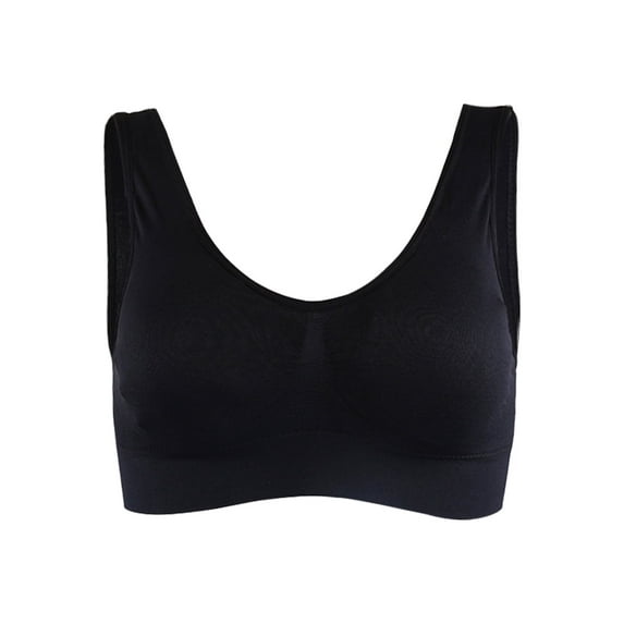 INSPIRE CHIC Women's Removeable Pads Seamless Wirefree Sleep Vest Tops Sports Yoga Bras M fit 30A/B Black