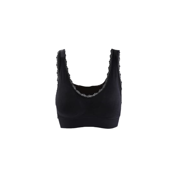 INSPIRE CHIC Women's Removeable Pads Seamless Wirefree Sleep Vest Tops Sports Yoga Bras XXL fit 36A/B Black-Lace