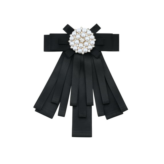 INSPIRE CHIC Women's Ribbon Brooch Bowknot Necktie Wedding Party Bow Brooches Black-02