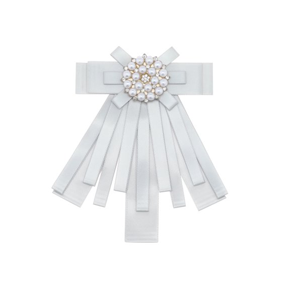 INSPIRE CHIC Women's Ribbon Brooch Bowknot Necktie Wedding Party Bow Brooches Gray-02