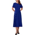 thumbnail image 1 of INSPIRE CHIC Women's Ruffle Dress Wedding Guest Crew Neck Short Sleeve Formal Cocktail Midi Dresses S Royal Blue, 1 of 6