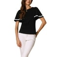 thumbnail image 1 of INSPIRE CHIC Women's Ruffle Short Sleeve Round Neck Casual Peplum Blouse XS Black, 1 of 6
