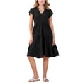 thumbnail image 1 of INSPIRE CHIC Women's Ruffle Sleeve V Neck Summer Sundress Tiered Midi Dress L Black, 1 of 6