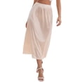 thumbnail image 1 of INSPIRE CHIC Mother's Day Women's Slips Satin Lace Trim Flared Hem Half Slip Lightweight Solid Maxi Petticoat S Beige, 1 of 6