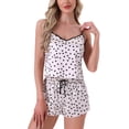 thumbnail image 1 of INSPIRE CHIC Women's Satin Pajamas Set Sleepwear Nightwear Cami Tops with Shorts Loungewear M Pink-Black, 1 of 5