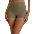 thumbnail image 1 of INSPIRE CHIC Women's Seamless High Waist Tummy Slimming Control Panties Slip Shorts for Under Dresses Boyshort L Brown, 1 of 5