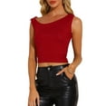 thumbnail image 1 of INSPIRE CHIC Women's Sequin Off Shoulder Sleeveless Y2K Going Out Crop Tank Top XS Red, 1 of 6