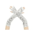 thumbnail image 1 of INSPIRE CHIC Women's Sequin Sparkly Arm Warmers Extra Long Gloves Fingerless Arm Sleeve for Party Silver One Size, 1 of 5