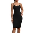 thumbnail image 1 of INSPIRE CHIC Women's Shapewear Dresses Buit in Bra Adjustable Spaghetti Straps Layered Full Slips Bodycon Dress M Black, 1 of 5